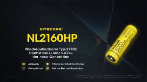 Nitecore NL2160HP | 21700 Li-Ion-Akku | 6000 mAh | 20A
