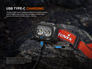 Lampe frontale Fenix HL18R-T V2.0 | Noir | 800 lumens | Lumière blanche, chaude et rouge