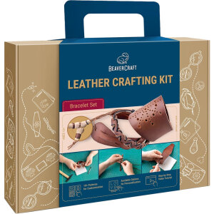 BeaverCraft Leather Craft Kit Bracelets | Leather Strips...