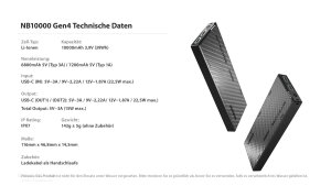 Nitecore NB10000 Gen4 Batterie externe | 10’000 mAh | 22,5 W | 143 g