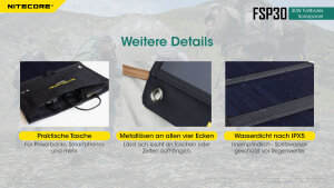 Nitecore FSP30 – 30 W Foldable Solar Panel | 24 % Efficiency