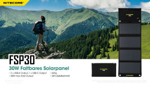 Nitecore FSP30 – 30 W Foldable Solar Panel | 24 % Efficiency