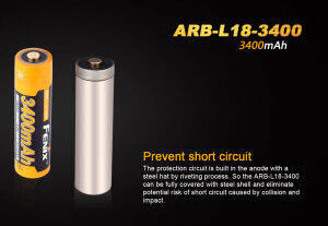 Fenix ARB-L18-3400 Li-Ion Battery 18650 | 3,400 mAh | PCB Protection