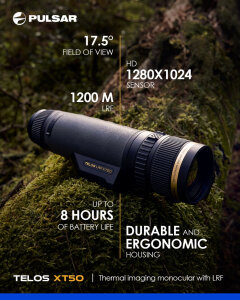 Pulsar Telos LRF XT50 Thermal Monocular | 1280x1024 | NETD below 20 mK