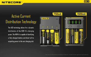 Nitecore NEW i4 Chargeur multiple | 4 baies | Li-ion & Ni-MH
