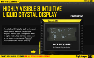 Nitecore D2 Digicharger Chargeur numérique | 2 baies | Li-ion & Ni-MH