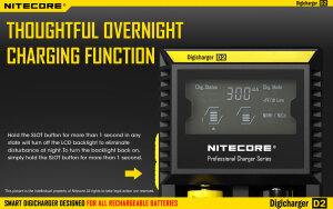 Nitecore D2 Digicharger Chargeur numérique | 2 baies | Li-ion & Ni-MH