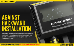 Nitecore D2 Digicharger Chargeur numérique | 2 baies | Li-ion & Ni-MH