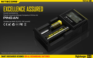 Nitecore D2 Digicharger Chargeur numérique | 2 baies | Li-ion & Ni-MH