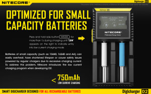 Nitecore D2 Digicharger Chargeur numérique | 2 baies | Li-ion & Ni-MH