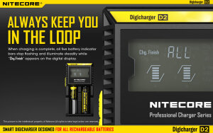 Nitecore D2 Digicharger Chargeur numérique | 2 baies | Li-ion & Ni-MH