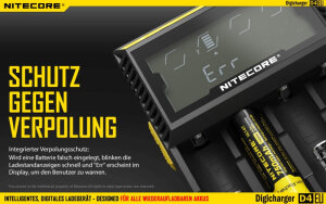 Nitecore D4 Digicharger Chargeur numérique | 4 baies | Li-ion & Ni-MH