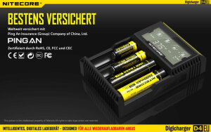 Nitecore D4 Digicharger Chargeur numérique | 4 baies | Li-ion & Ni-MH