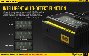 Nitecore D4 Digicharger Chargeur numérique | 4 baies | Li-ion & Ni-MH