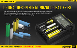 Nitecore D4 Digicharger Chargeur numérique | 4 baies | Li-ion & Ni-MH