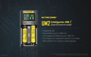 Nitecore UM2 USB-Ladegerät | 2 Schächte |...