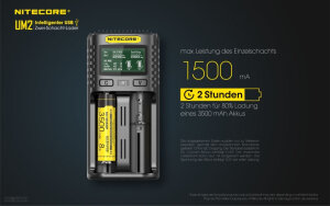 Nitecore UM2 Chargeur USB | 2 baies | Li-ion & Ni-MH