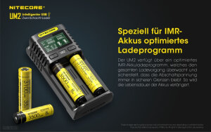 Nitecore UM2 Chargeur USB | 2 baies | Li-ion & Ni-MH