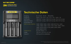 Nitecore UM4 Chargeur USB | 4 baies | Li-ion & Ni-MH