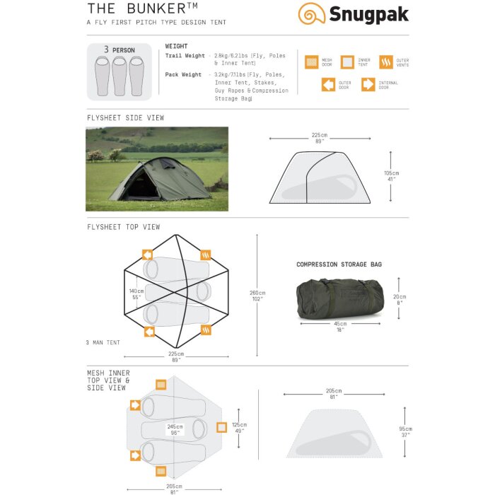 Snugpak Bunker - 3-Personen-Zelt