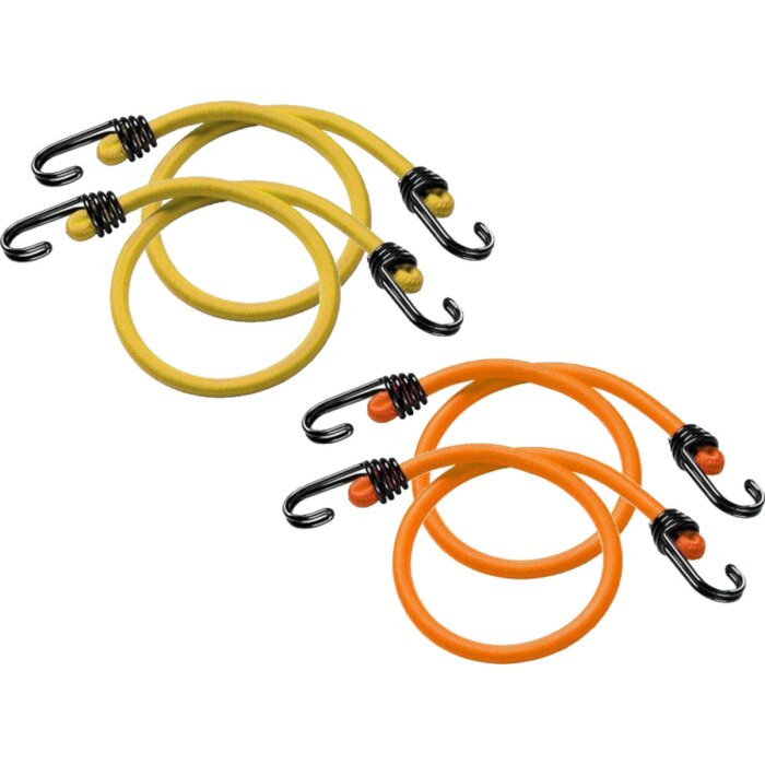 BCB Bungees Gelb/Orange Spannseil mit Haken 1m - 4er-Pack