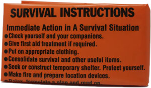 BCB survival bag with survival instructions