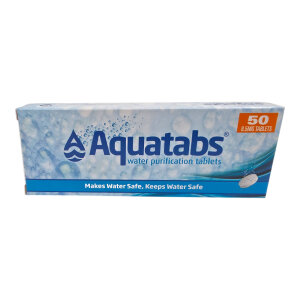 Aquatabs Comprimés de purification d’eau 50 pcs | 8.5 mg NaDCC | Certifié OMS