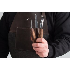 BeaverCraft S14X - Set de découpe de cuillères premium avec manches en noyer et étui en cuir