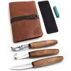 BeaverCraft S14X - Set de découpe de cuillères premium avec manches en noyer et étui en cuir