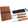 BeaverCraft S14X - Set de découpe de cuillères premium avec manches en noyer et étui en cuir