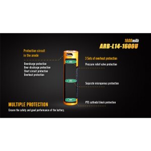 Fenix ARB-L14-1600U - 14500 (AA) USB-Akku 1600mAh