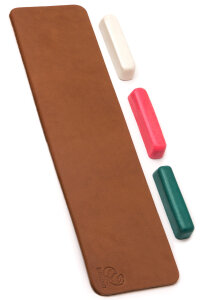 BeaverCraft LS7P03 Set - large leather strap with 3 polishing pastes (green / white / red)