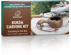 BeaverCraft Kuksa Carving Kit | Birch Wood | Hook Knife