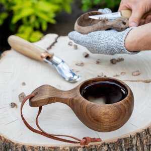 BeaverCraft Kuksa Holzschnitzset | Walnussholz | Hakenmesser