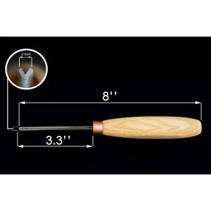BeaverCraft K12/02 Kompakter gerader V-Profilmeissel - Sweep №12 (2mm)