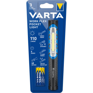 VARTA Work Flex Pocket Light Lampe torche datelier | 110 Lumens | COB Flood + Aimant