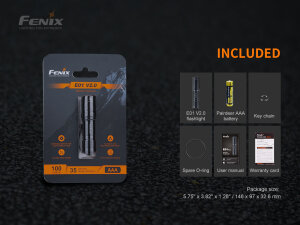 Fenix E01 V2.0 Mini-Taschenlampe | 100 Lumen | Blau
