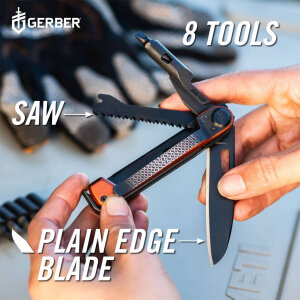 Gerber Armbar Trade Multitool Burnt Orange | 8 Werkzeuge | Säge & Bithalter
