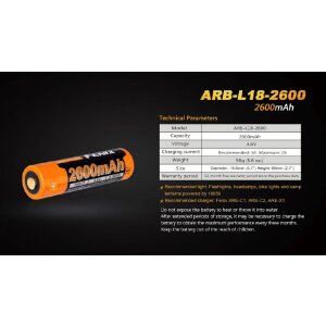 Fenix ARB-L18-2600 - 18650 Accu 2600mAh