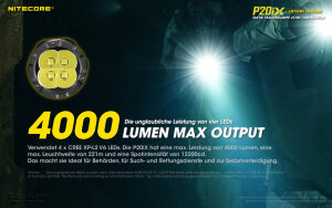 Nitecore P20iX Taschenlampe | 4’000 Lumen | Keramik-Glasbrecher