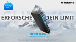 Nitecore Summit 20000 Batterie externe | 20 000 mAh | Résistante au froid jusqu’à −40 °C