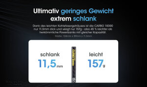 Nitecore CARBO 10000 Power Bank | 10,000 mAh | 20 W | Carbon