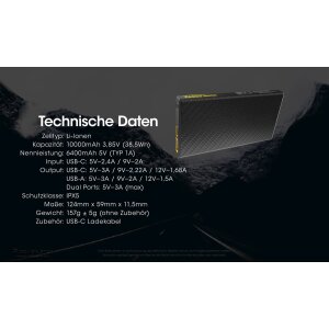 Nitecore Powerbank CARBO10000 - 10000mAh carbone