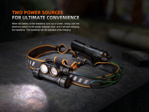 Fenix HM75R professional headlamp with 1600 lumens and additional power bank
