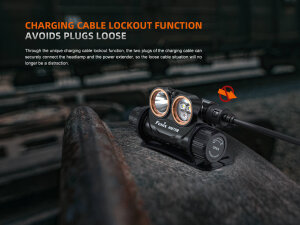 Fenix HM75R professional headlamp with 1600 lumens and additional power bank